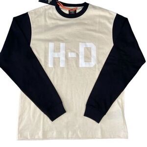 NWT Harley Davidson Unisex Cream/Black Long Sleeve Shirt Graphic H-D - Size XS